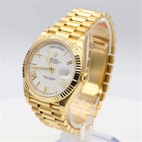 gold rolex day date white face|Rolex Day-Date 40mm price.